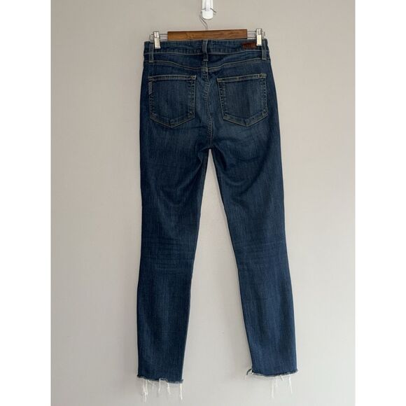 Paige Jeans Womens 27 Blue Hoxton Ankle Dark Wash Stretch Soft Denim Fray Hem - Picture 2 of 14